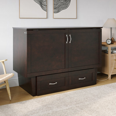 Commode avec lit escamotable et matelas de 6 po, tiroir de rangement et chargeur intégré Greeson