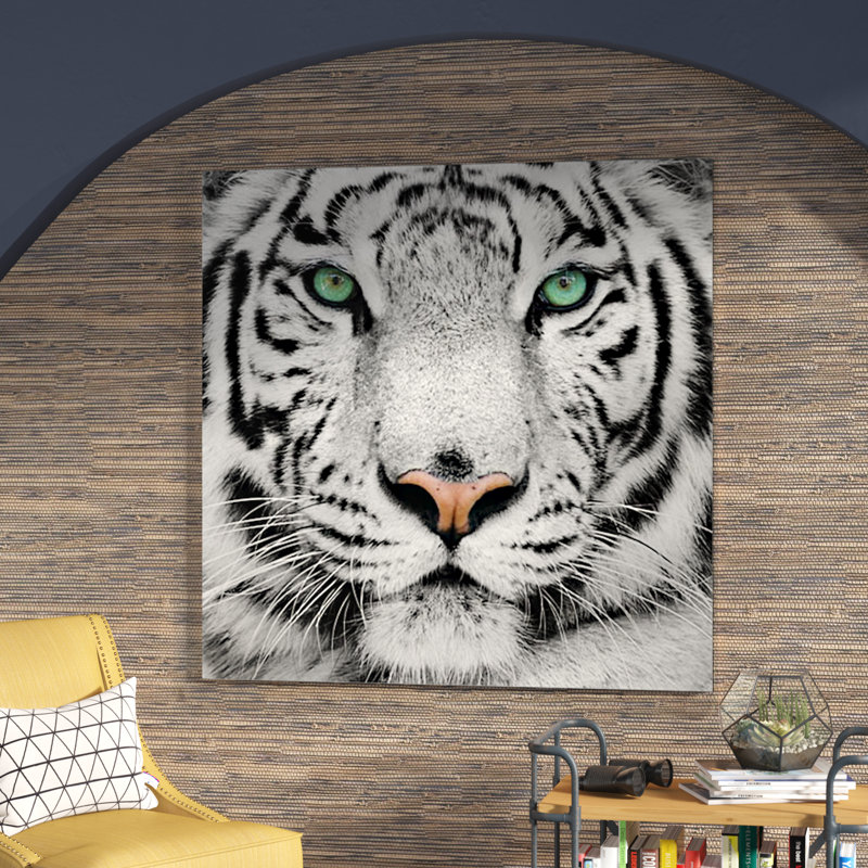 Tiger en acrylique blanc, reproduction de photo