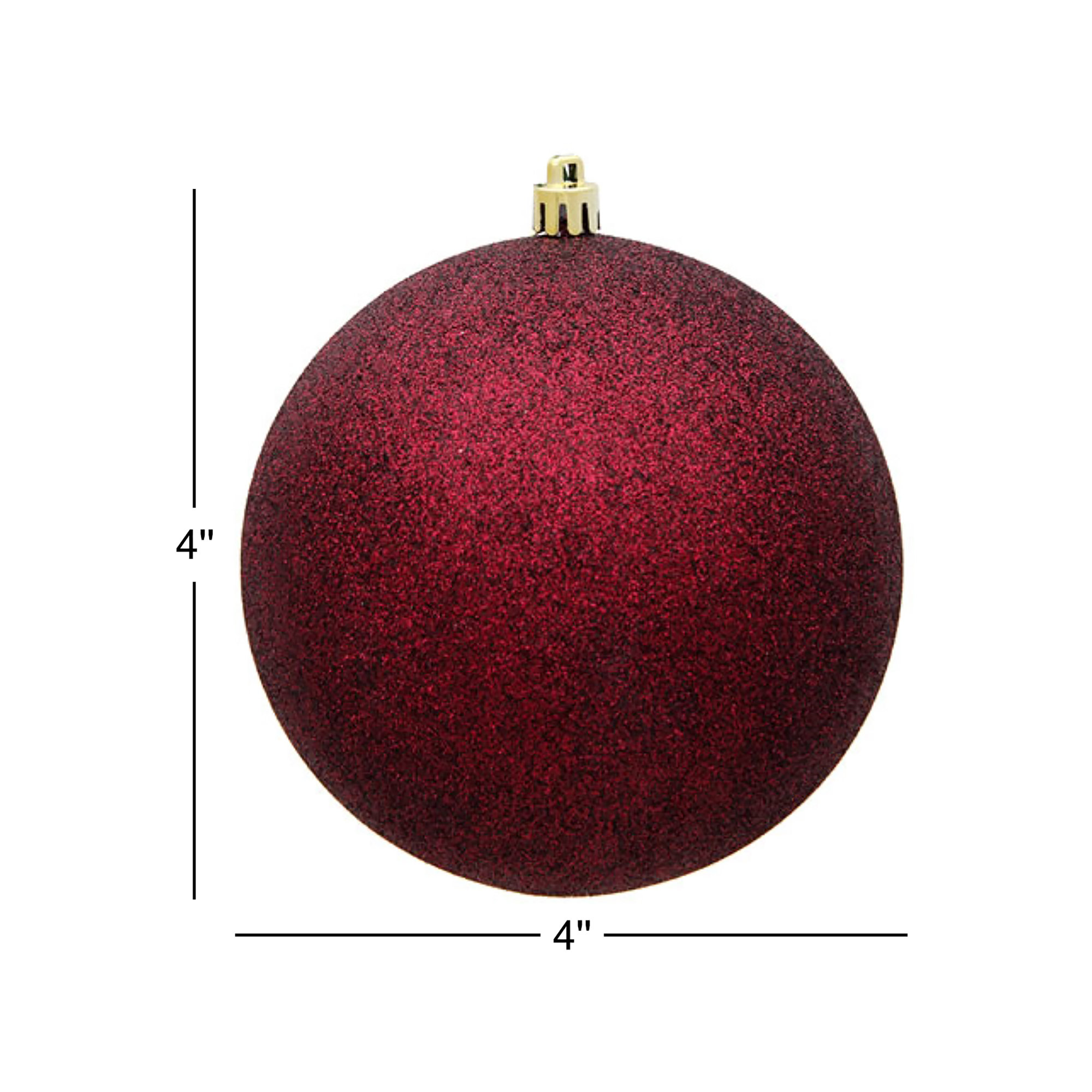 Holiday Décor Ball Ornament, Burgundy, 4" H x 4" W x 4" D