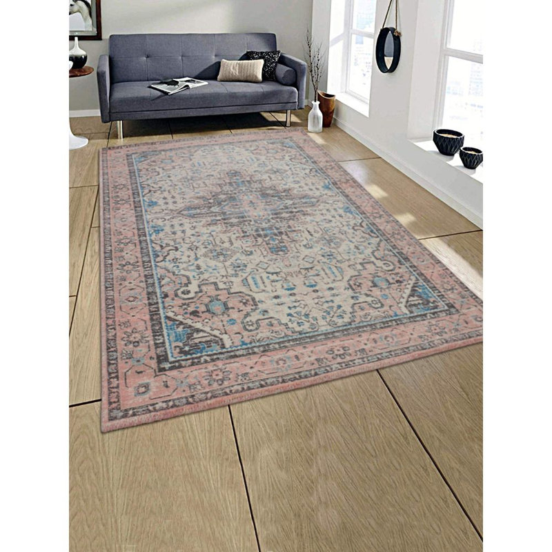 Tapis beige/rose Aafke, Rectangle 5 pi x 7 pi