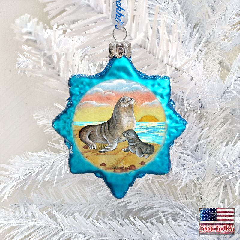 Ornement en verre de mer seal star