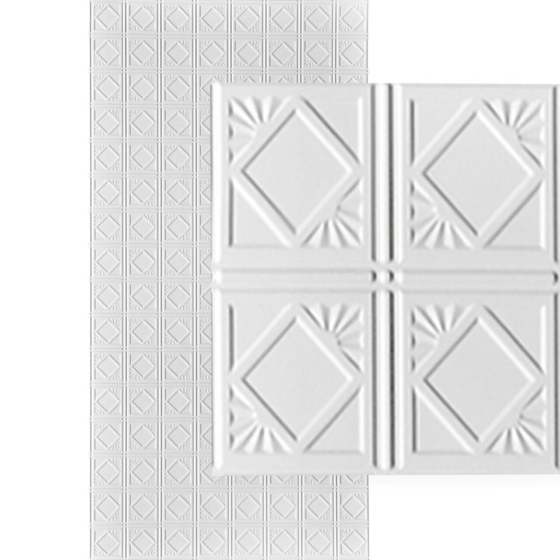 Charleston MirroFlex x 10 pi Panneaux muraux PVC PVC 3D - Blanc brillant (40 pieds carrés / feuille)