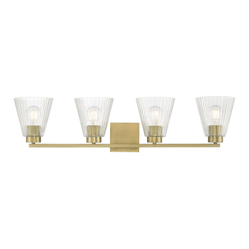 Meuble-lavabo 4 lumières 31,75 po Alun, H 7,75 po x l 31,75 po x P 6,5 po, Laiton, 4 lumières