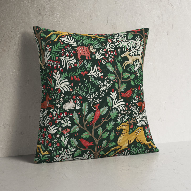 Foxe Toile Outdoor Reversible Throw Pillow, 18" x 18", Green