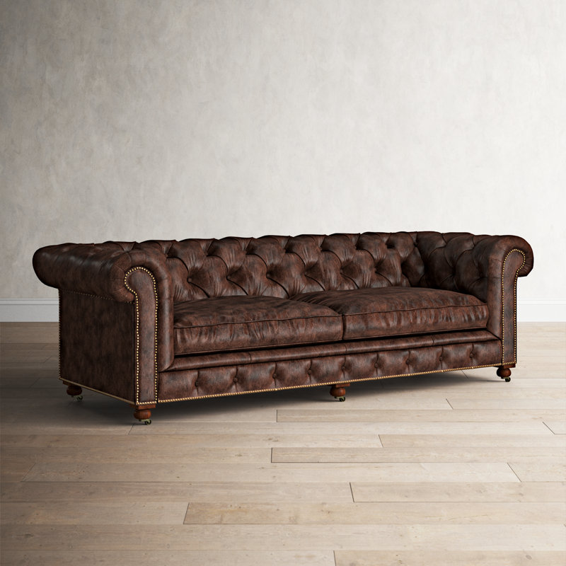 Ramon Upholstered 94.5'' Sofa, Cigar Genuine Leather
