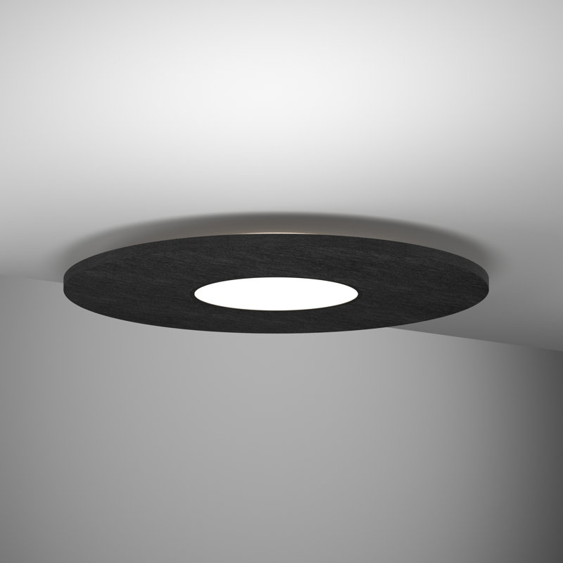 Plafonnier à surface ronde Jazz, L 16 po, Direct / indirect, Noir