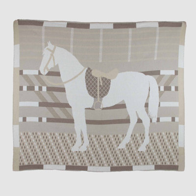 In2Green Classic Horse Knit Throw Beige
