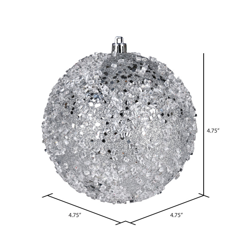 Ornement boule scintillante, H 4,75 po x l 4,75 po x P 4,75 po, Argent, 4
