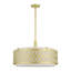 Lustre suspendu 4 lumières en bronze anglais avec abat-jour rigide en tissu couleur avoine fabriqué à la main-544372319-544372305