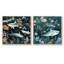 Bleu et blanc Shark Shadows - ensemble de 2 carrés de requins animaux-1215353727-1215353726