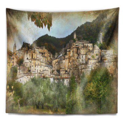 Paysage photographie vieux villages italiens tapisserie