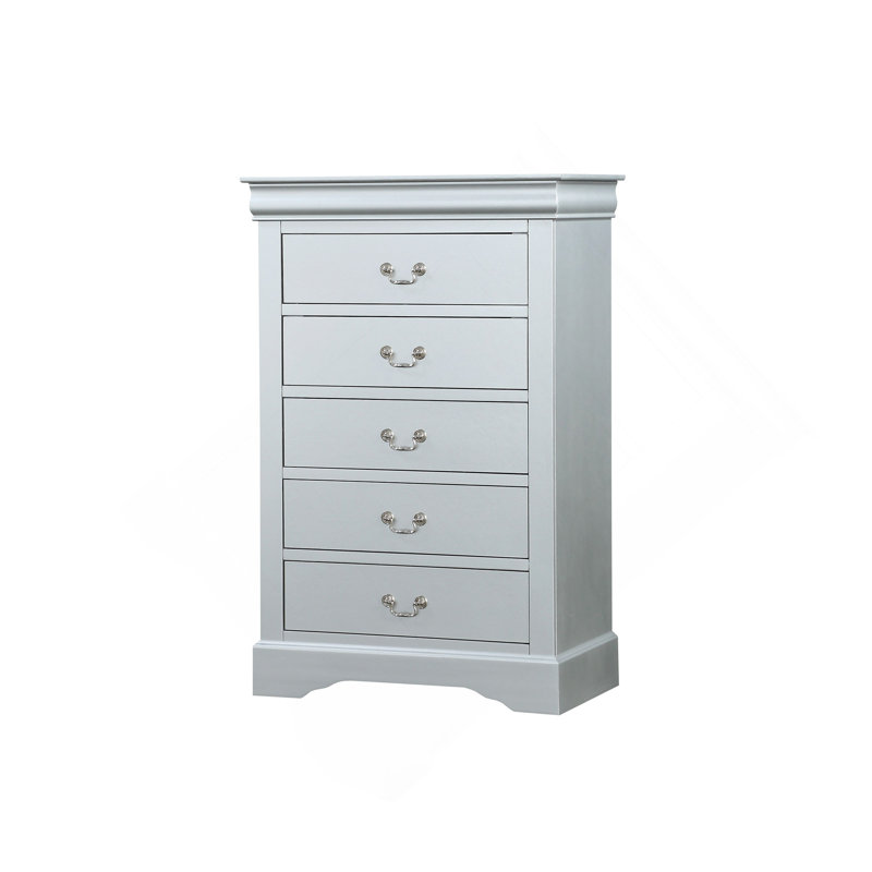 Commode 5 tiroirs Platinum avec poignées en métal