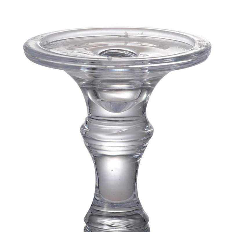 Glass Tabletop Candlestick, 12" H x 4.7" W x 4.7" D