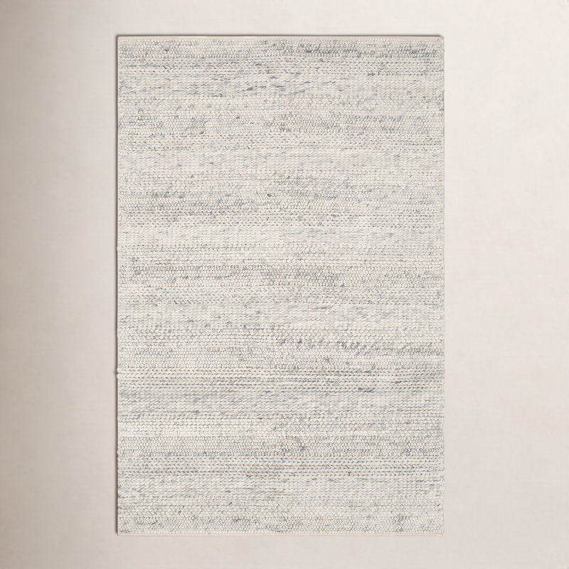 Tapis crème / beige / ardoise en laine tissé à plat Zekia, Rectangle 8 pi x 10 pi