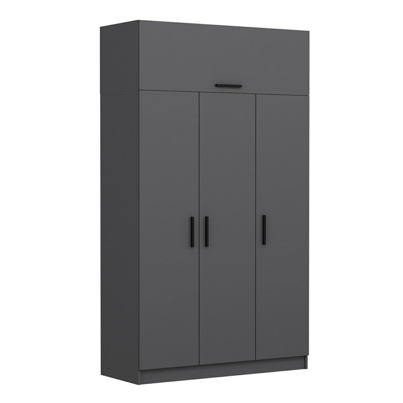 Modern Anthracite Wardrobe with Numerous Shelves, 53.1 x 92.5 x 20.5 inches | 100% Melamine Coated Particle Board, Thickness: 0.7 inches | Durable & Stylish Design, Perfect for Organizing Clothes & Accessories