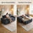 65" Convertible Sleeper Sofa With Pull-Out Bed, Loveseat Sofa Bed with Adjustable Backrest & 360° Swivel Side Table, Black-821232062