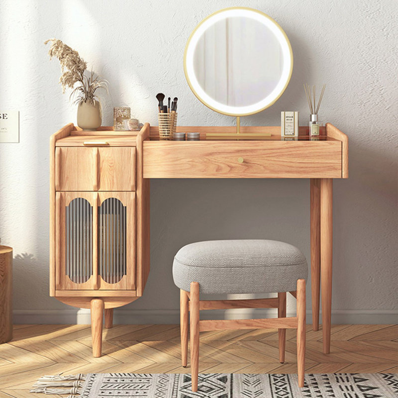 Coiffeuse avec miroir lumineux, 1 tiroir, 1 chaise