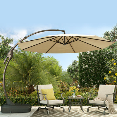 Harry-Charles 12 Ft Cantilever Sunbrella Umbrella with Base