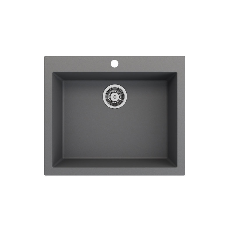 Campino 24'' L Single Basin Kitchen Sink, Concrete Gray