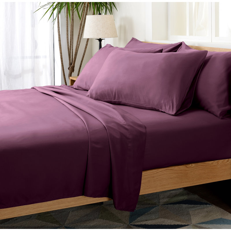 Microfiber Sheet Set, Eggplant, Twin XL Sheet Set with Fitted Sheet 