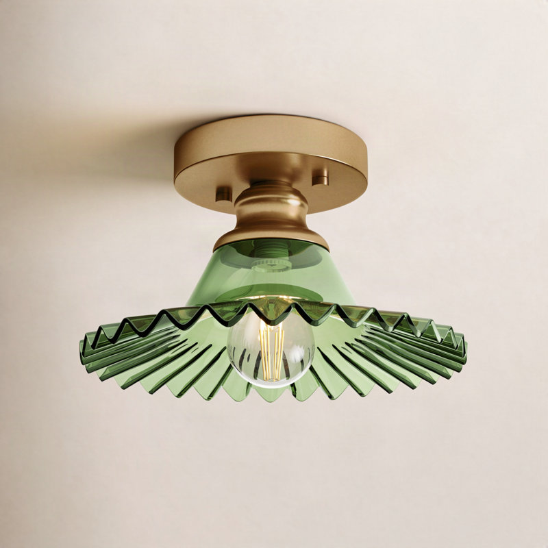 Saffron Glass Flush Mount, Green