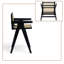 Ensemble de 2 chaises de salle à manger de style Mid-Century moderne en bois avec assise et dossier en rotin tissé-997321162