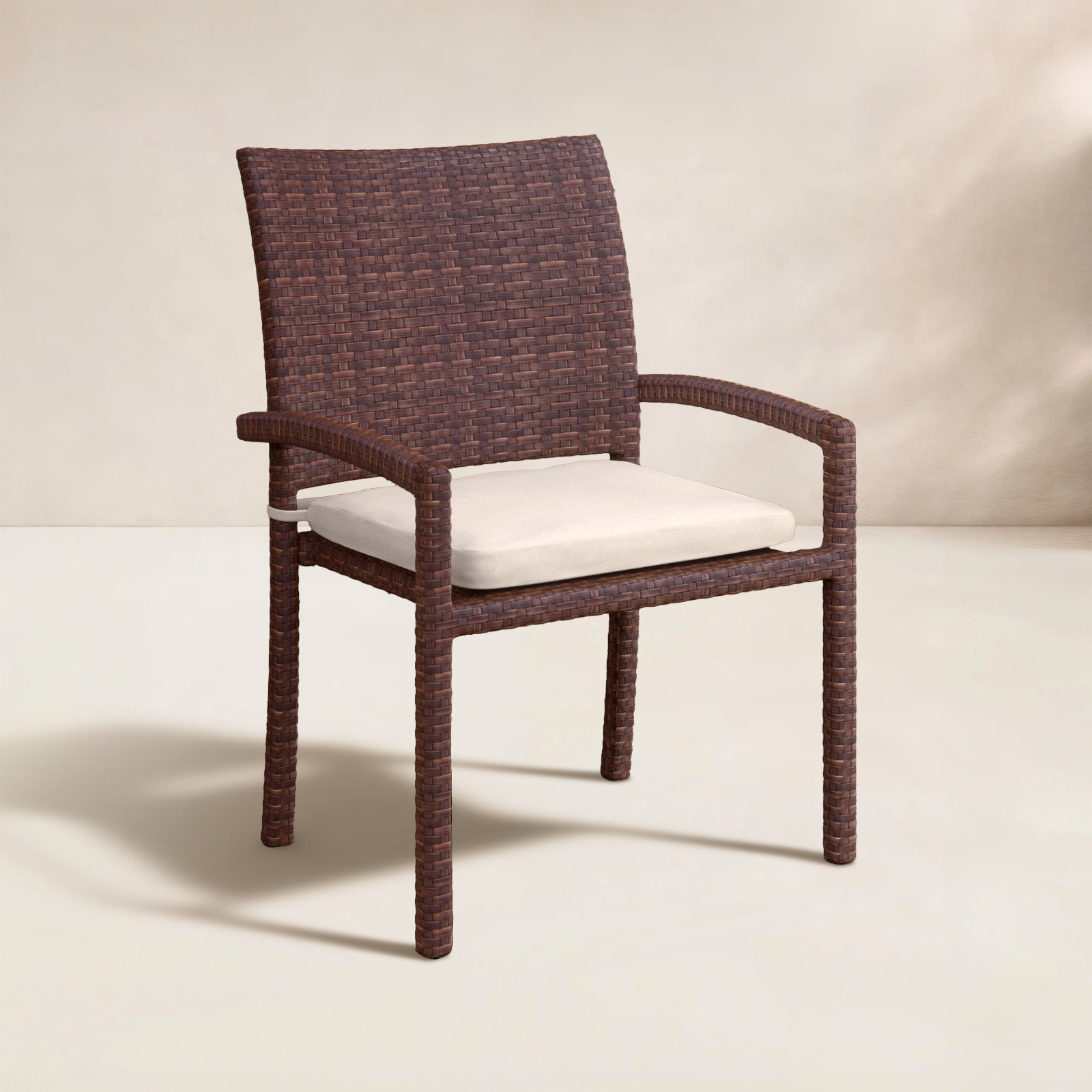 Premium All-Weather Wicker Outdoor Stacking Dining Armchair with Cushion