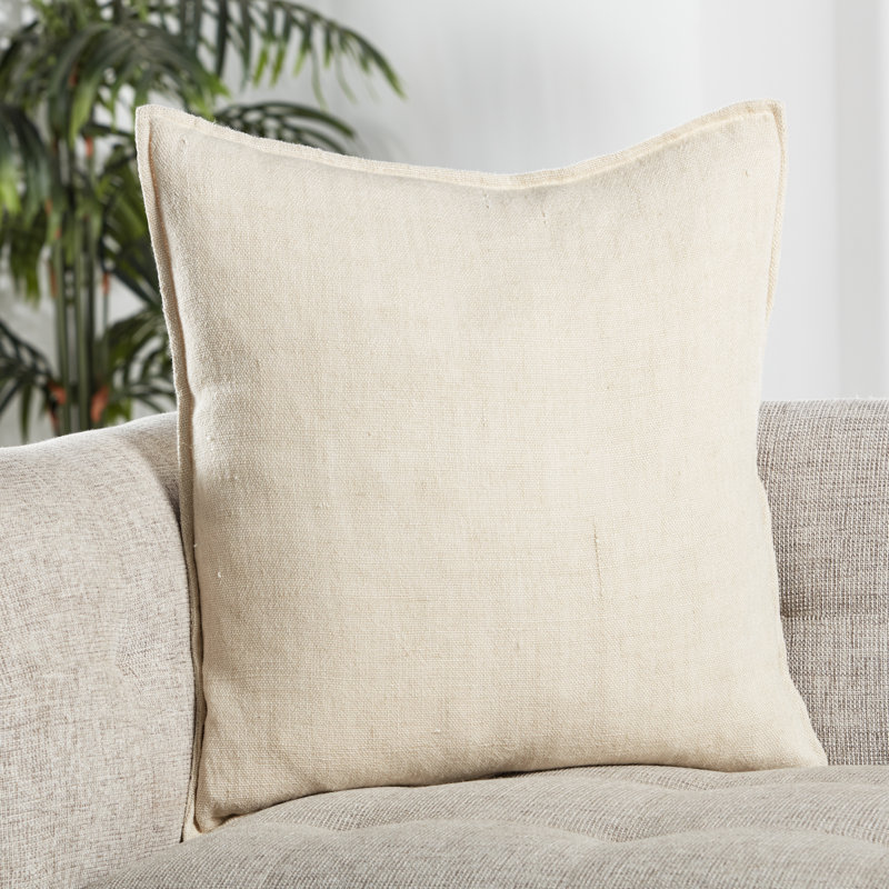 Coussin Burbank, Crème, crème, Polyester/ bourre en polyester, 22 po x 22 po