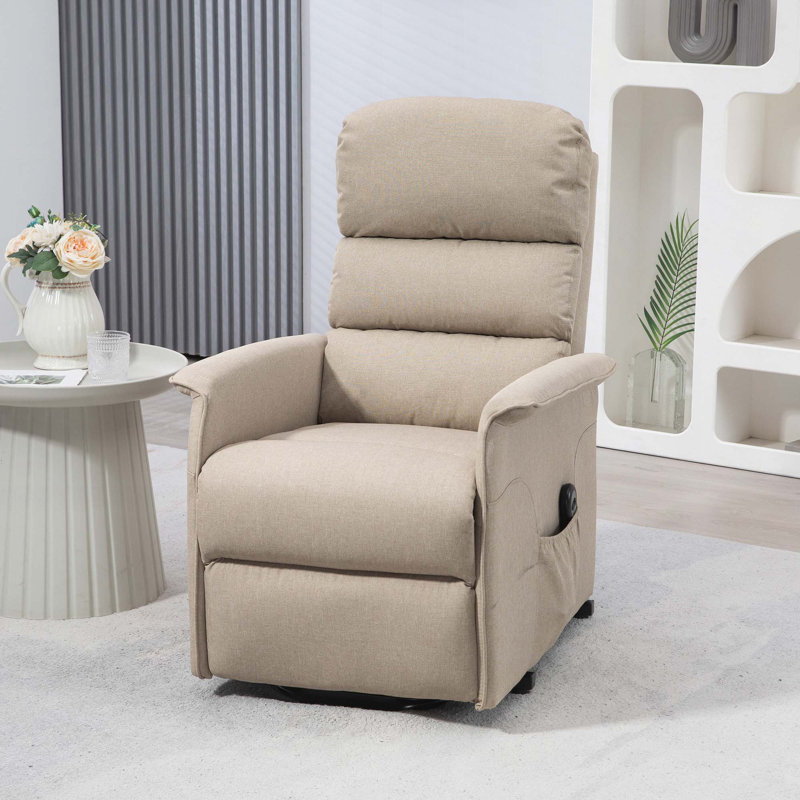 Fauteuil en tissu avec télécommande, Beige, Manuel - Poignée / levier, Oui