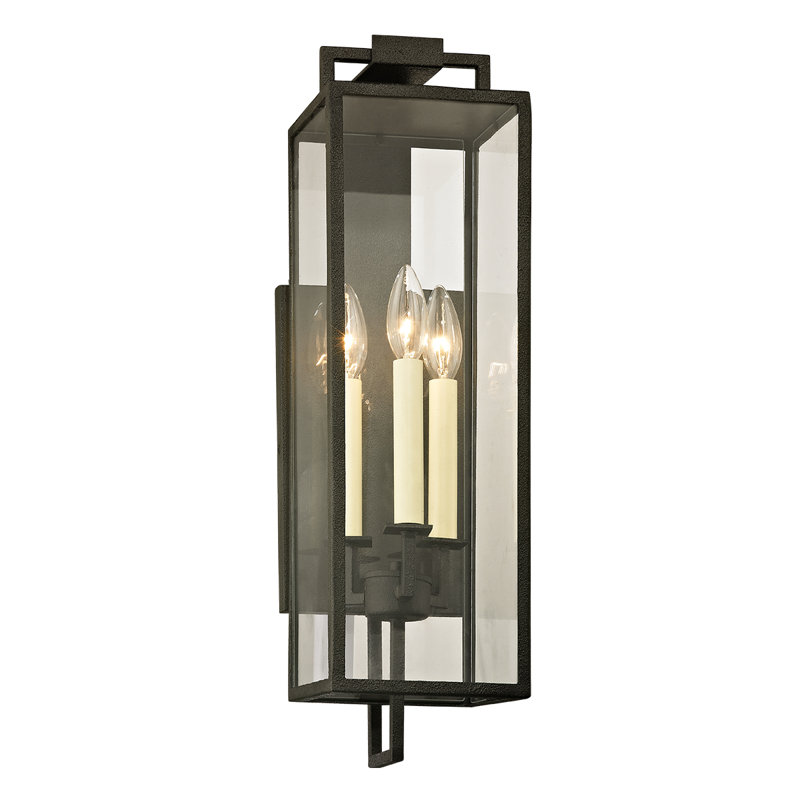 Beckham Textured Bronze 3-Light Wall Sconce with Clear Glass Shade