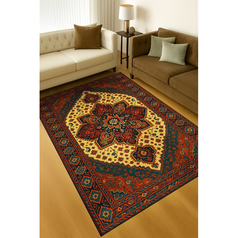 Tapis blanc tissé à motif lavable Mosso, 4'7" x 6'7"