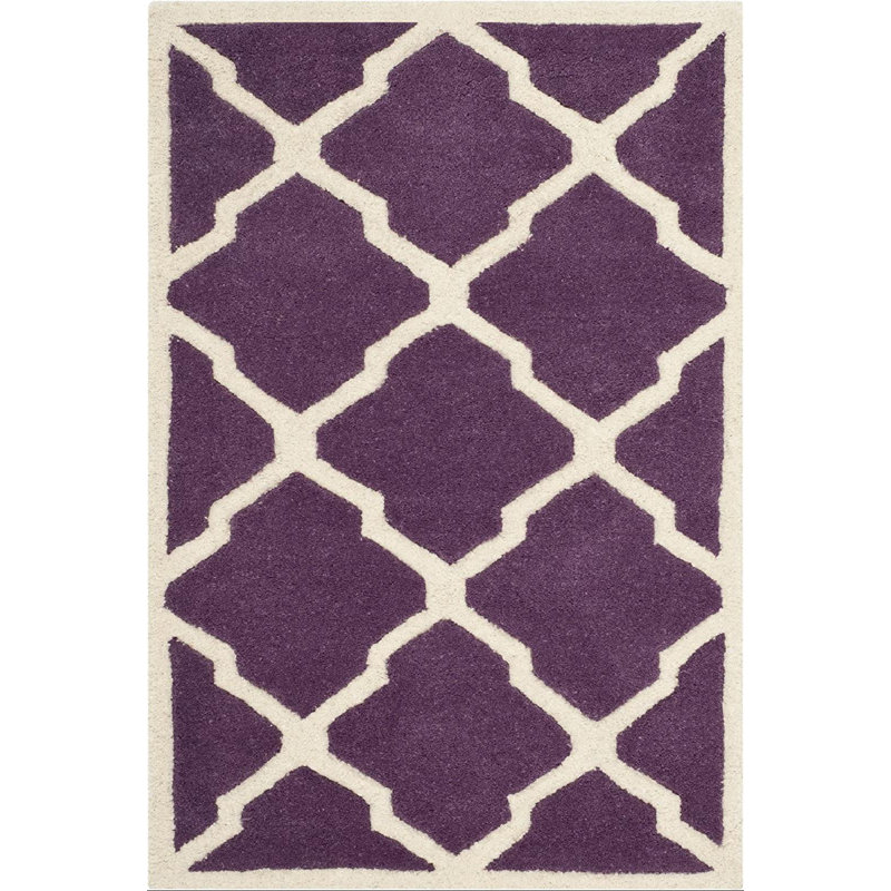 Tapis mauve / ivoire en laine Carolene, Rectangle 2 pi x 3 pi