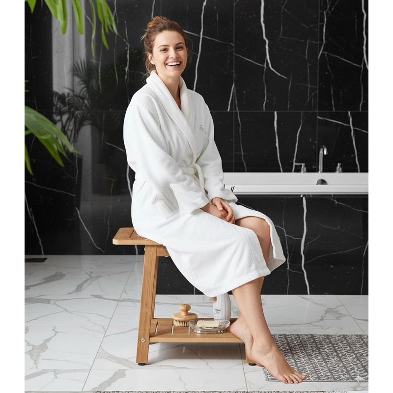 Banc de douche, tabouret de douche en polyéthylène imperméable, chaise de salle de bain avec pieds ajustables, antidérapant, sans entretien, brun