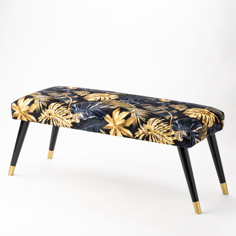 Velvet Upholstered Bench, 40cm H x 160cm W x 35cm D