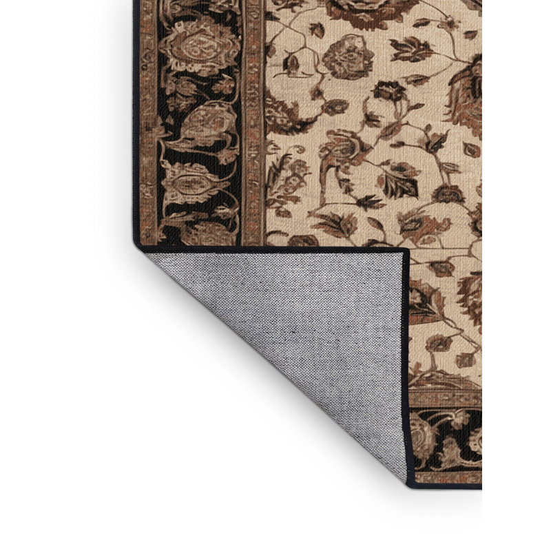 Tapis brun lavable à la machine, Rond 6 pi