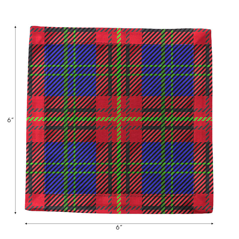 Tartan Cotton Sateen Cocktail Napkins, Blue