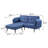 Antonia Blue Adjustable Sofa with Ottoman