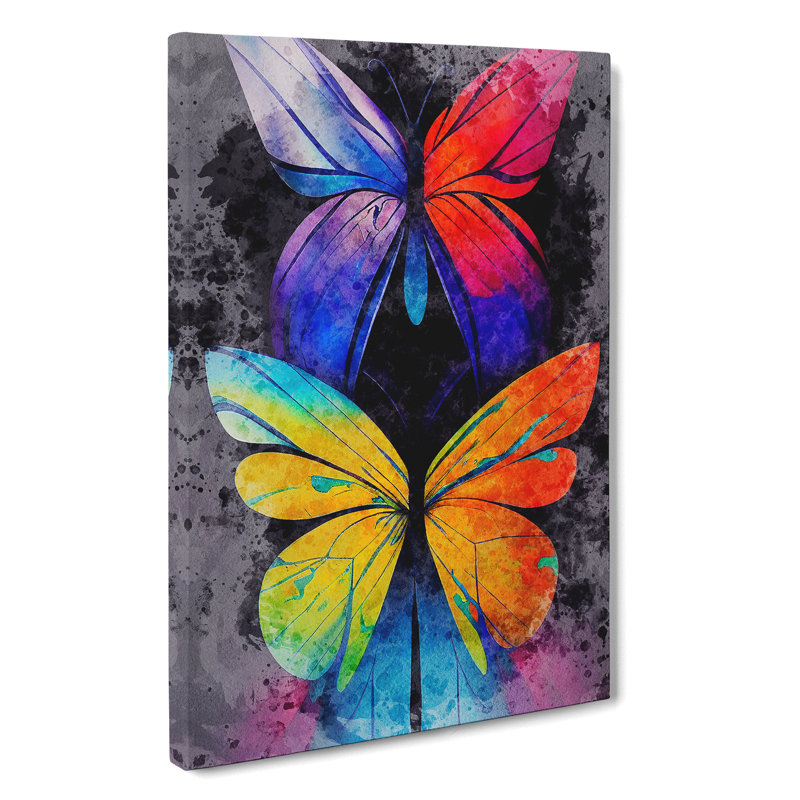 Butterflies Paint Splatter No.2 - Wrapped Canvas, 60cm H x 40cm W x 3cm D