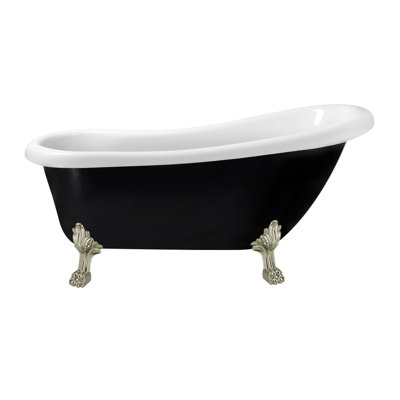 61" Streamline Clawfoot Soaking Acrylic Bathtub and Bamboo Tray