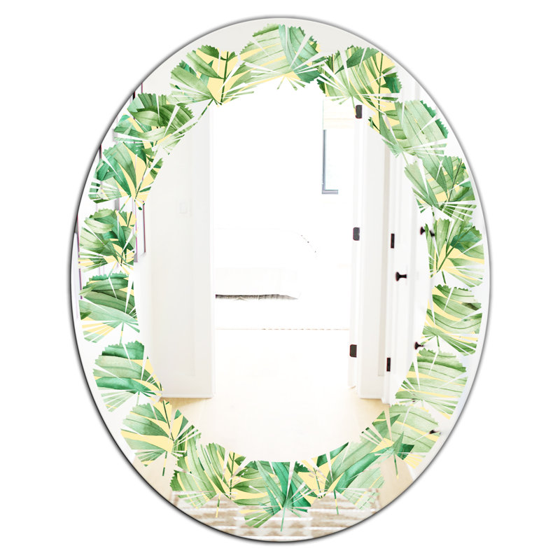 Modern Farmhouse Wall Mirror, 31.5" x 23.7" , Leaves Tropical Foliage