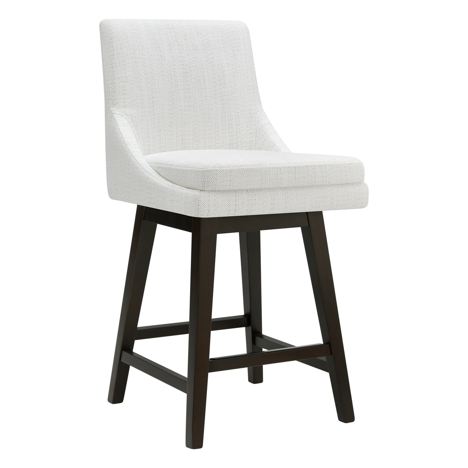 Zahara Swivel Bar and Counter Stool, Counter Stool (26” Seat Height), White Polyester/Brown
