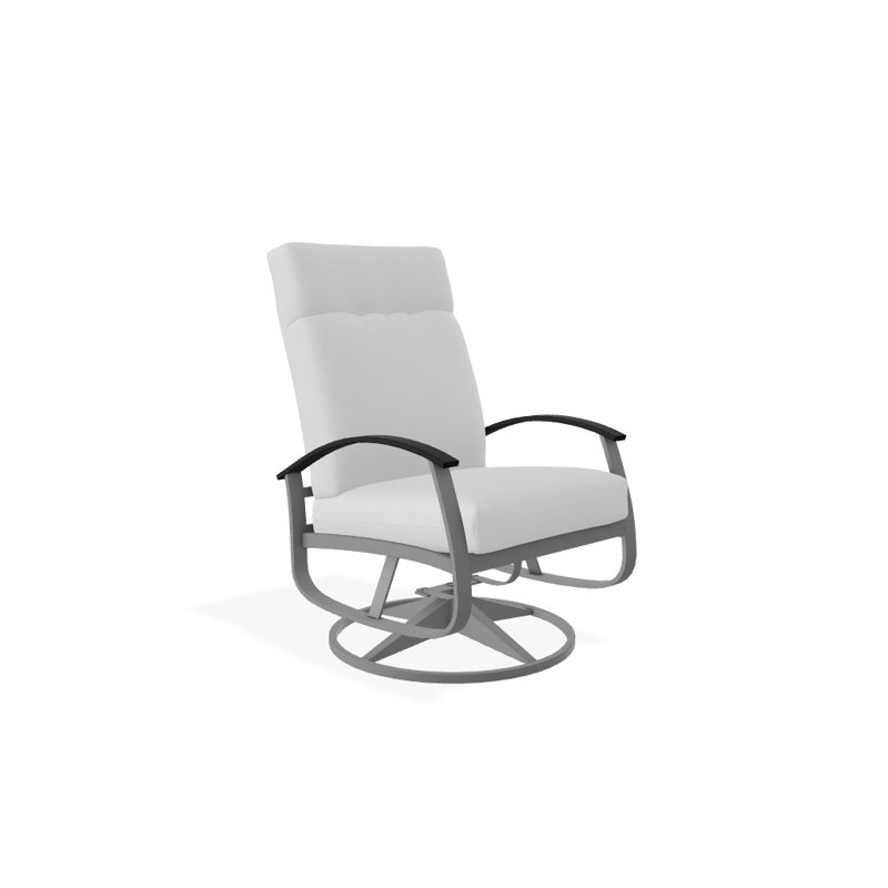 Chaise de patio pivotante avec coussins Askar, Toile Sunbrella® naturel, Noir P70, Graphite texturé