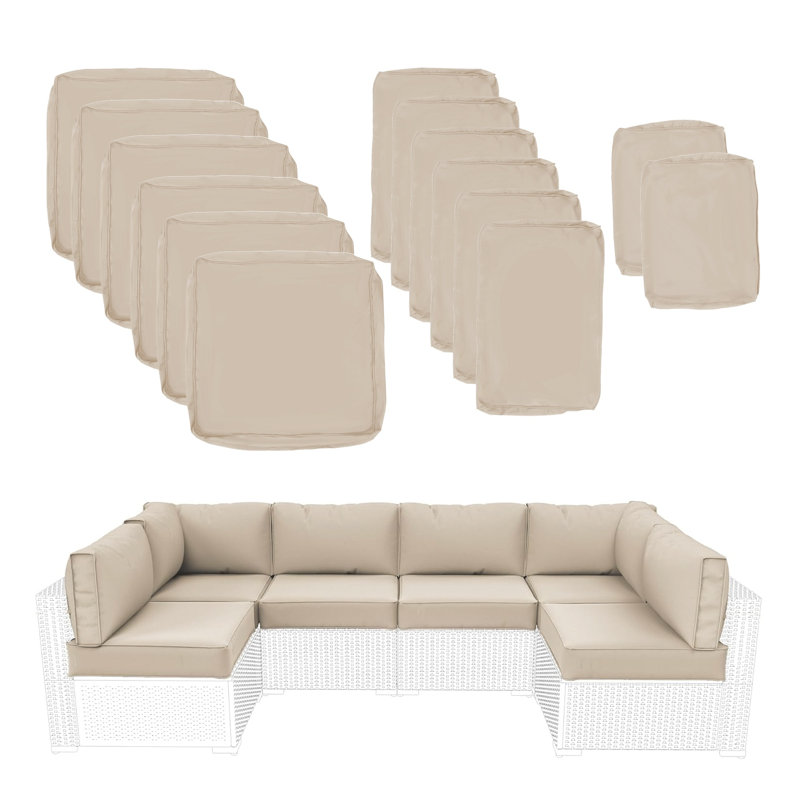 Ensemble de 14 coussins d'extérieur à siège profond bleu marine - Remplacement modulaire de patio avec tissu polyester résistant à la décoloration