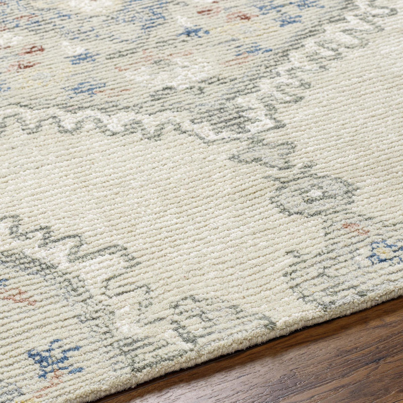 Vivianne VVE-2303 Hand Made Rug, Rectangle 2' x 3', Green/Ivory
