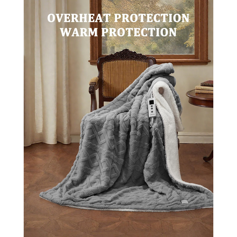Heated Blanket - Thick Tufted Sherpa Electric Blanket with 10 Heating Levels and 10 Time Settings, ETL Certified Machine Washable Fast Heating Pads