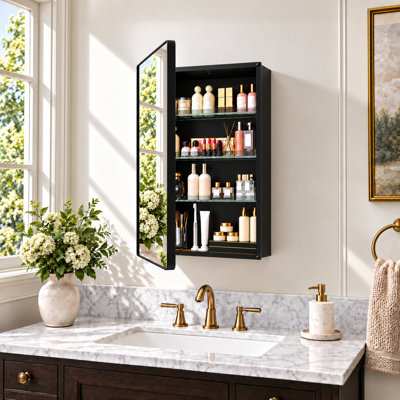 Ahn Recessed or Surface Wall Mount Medicine Cabinet with Mirror & Adjustable Anti-tip Shelves