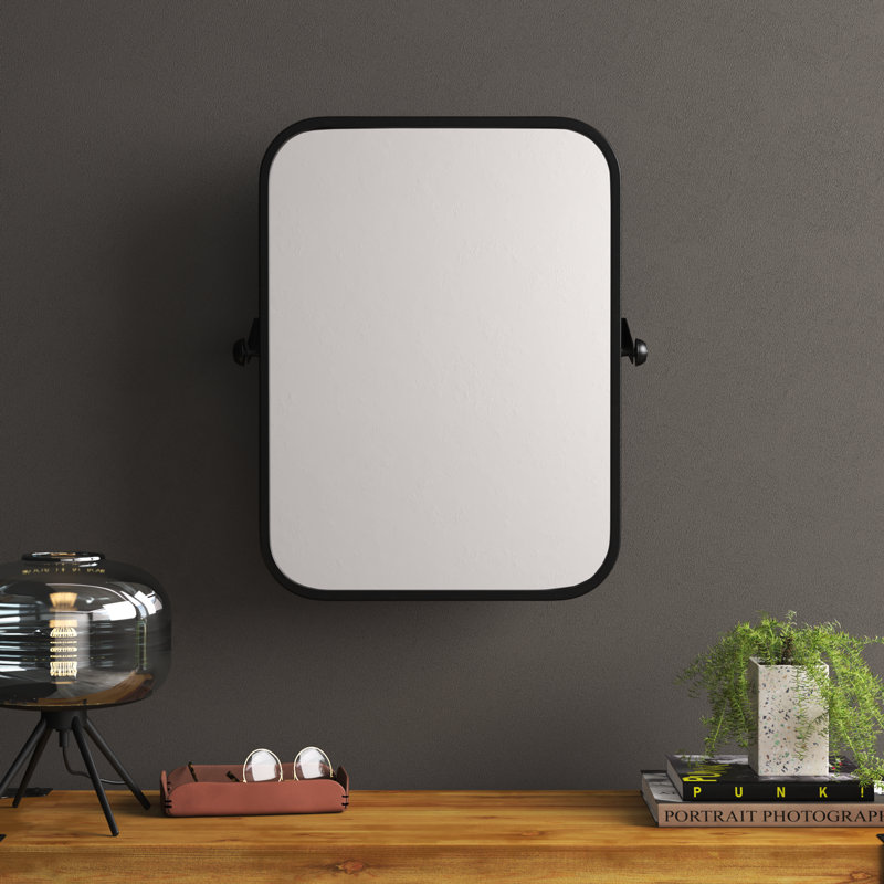 Metal Framed Pivoting Wall Mirror, Black
