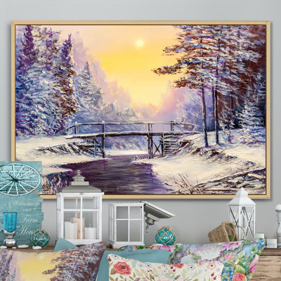 Coucher de soleil sur la rivière Winter, reproduction sur toile flottante
