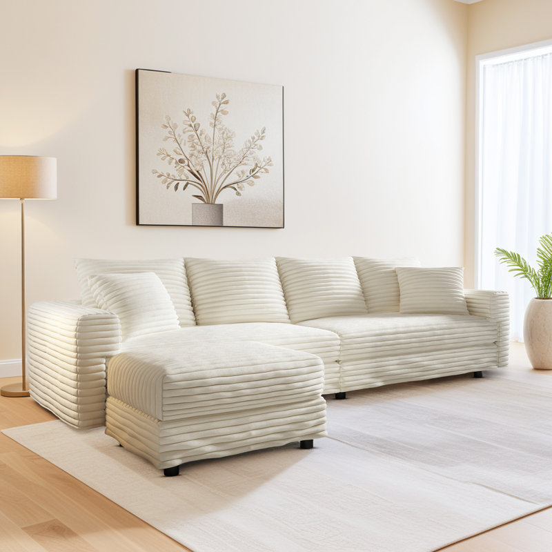 Canapé modulaire Almonte, Velours côtelé beige