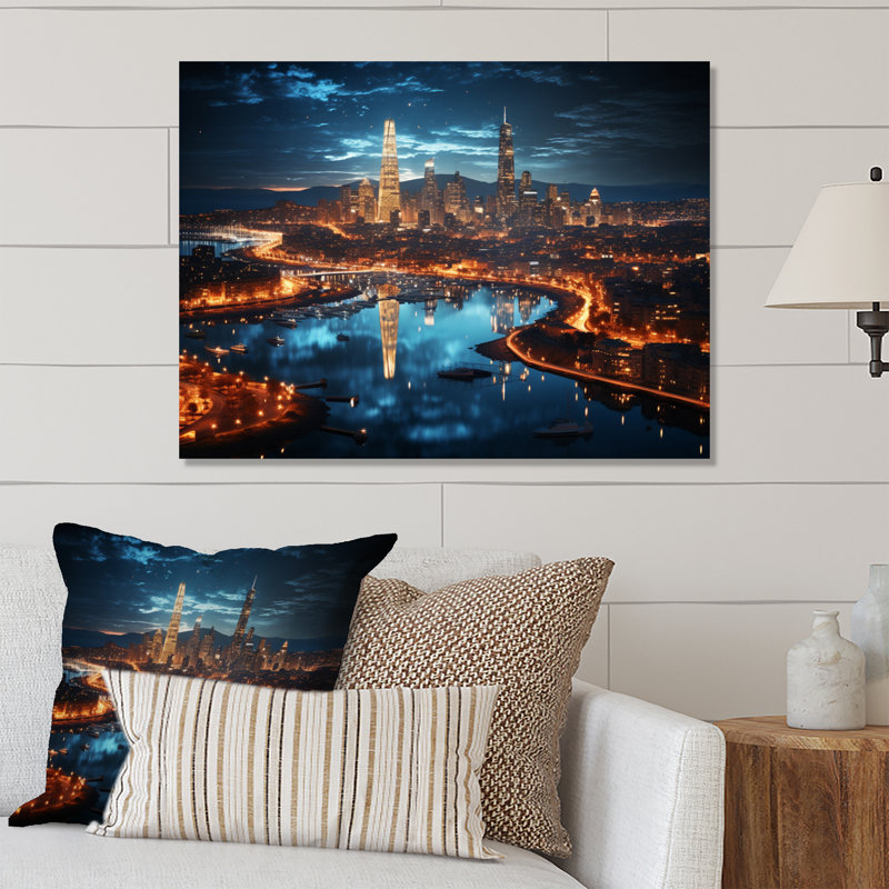 «Barcelona Beautiful Cityscape II», reproduction d'art mural en métal de Barcelone, H 30 po x l 40 po x P 1 po